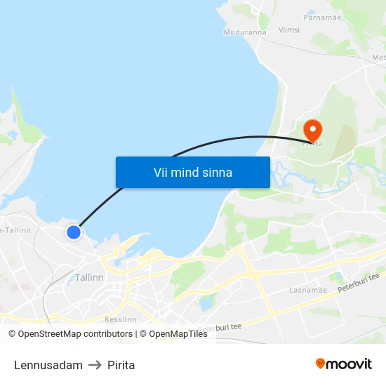 Lennusadam to Pirita map