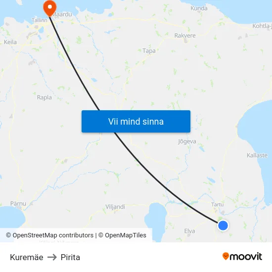 Kuremäe to Pirita map