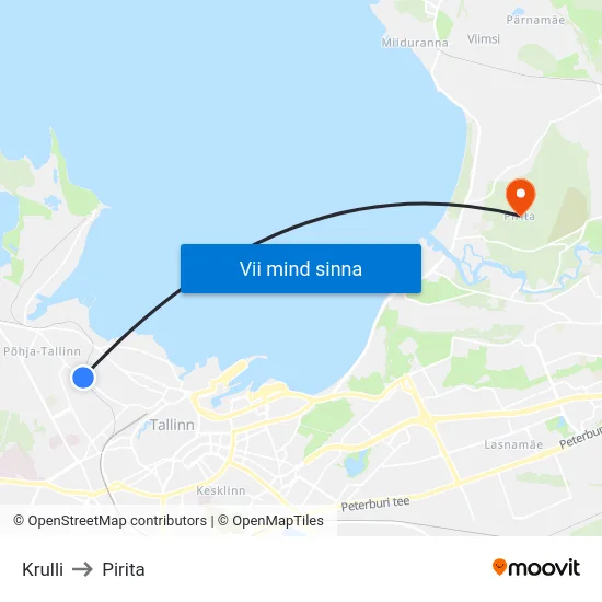 Krulli to Pirita map