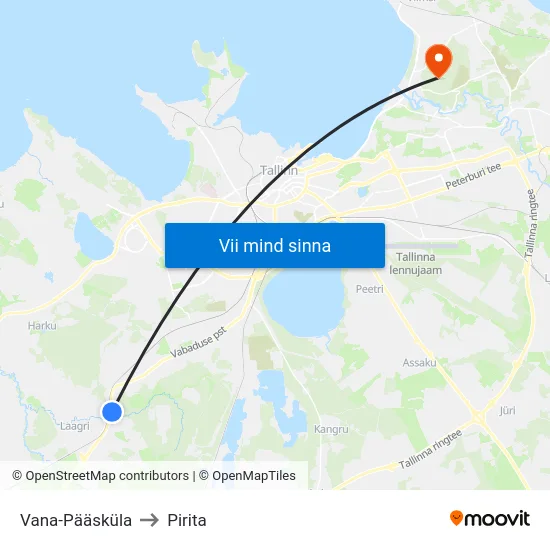 Vana-Pääsküla to Pirita map