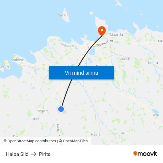 Haiba Sild to Pirita map