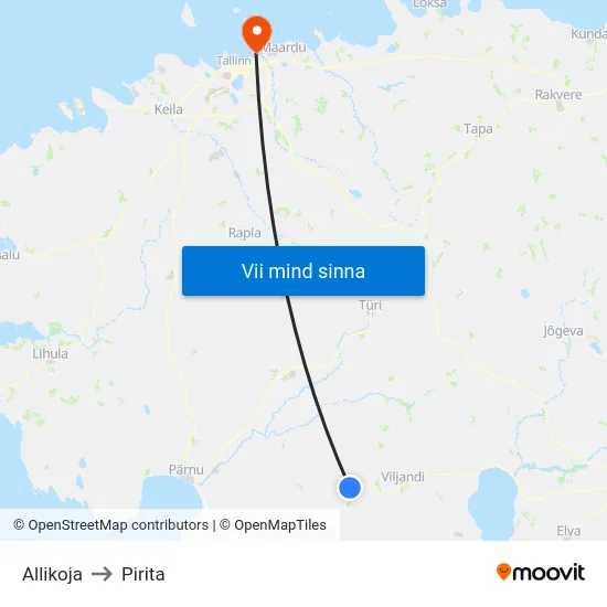 Allikoja to Pirita map