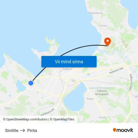 Sinilille to Pirita map