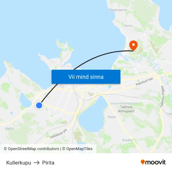 Kullerkupu to Pirita map