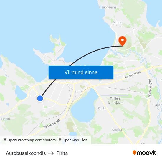 Autobussikoondis to Pirita map
