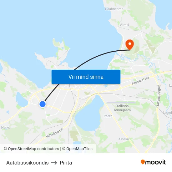 Autobussikoondis to Pirita map