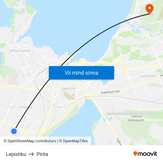 Lepistiku to Pirita map
