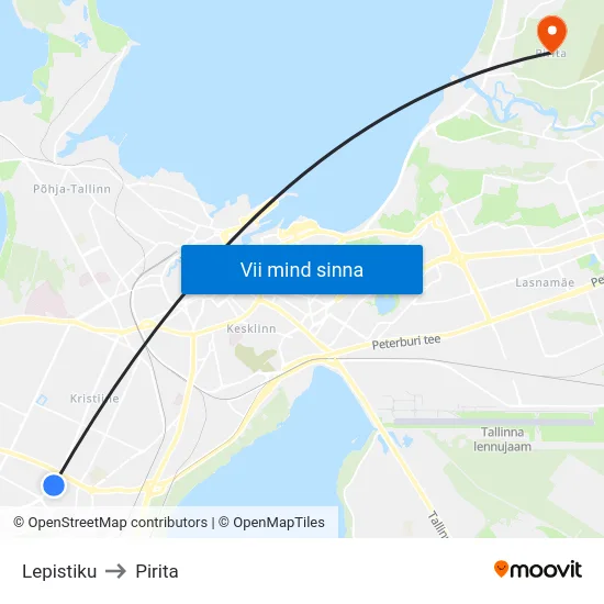Lepistiku to Pirita map
