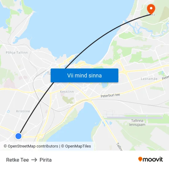 Retke Tee to Pirita map