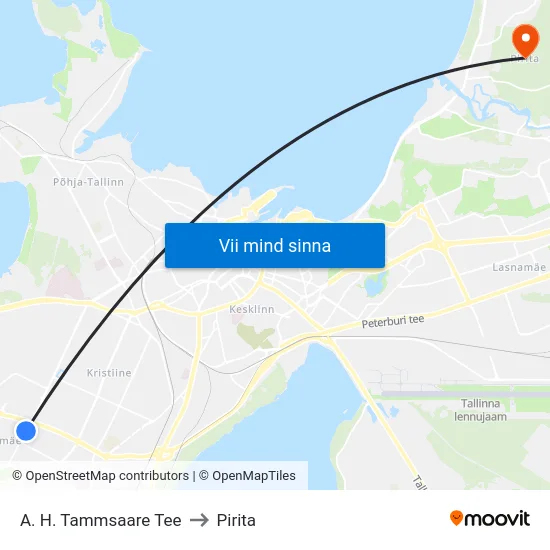 A. H. Tammsaare Tee to Pirita map
