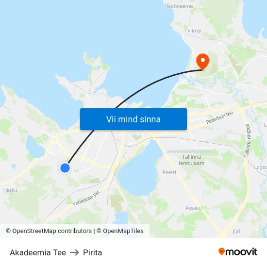 Akadeemia Tee to Pirita map