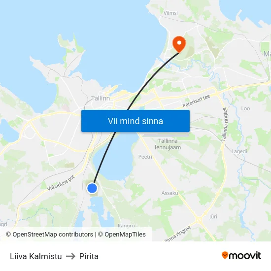 Liiva Kalmistu to Pirita map