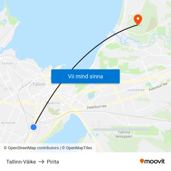 Tallinn-Väike to Pirita map