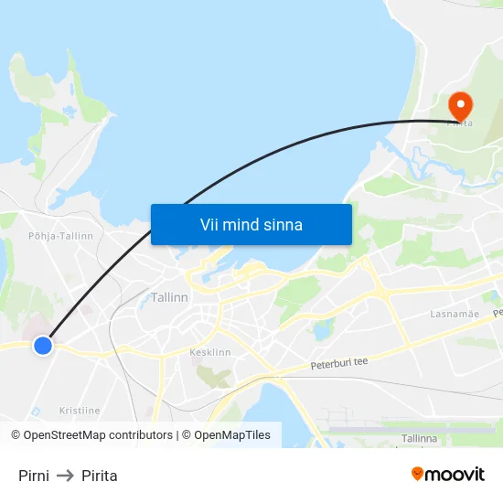 Pirni to Pirita map
