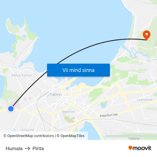 Humala to Pirita map