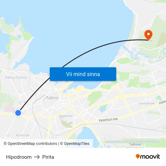 Hipodroom to Pirita map