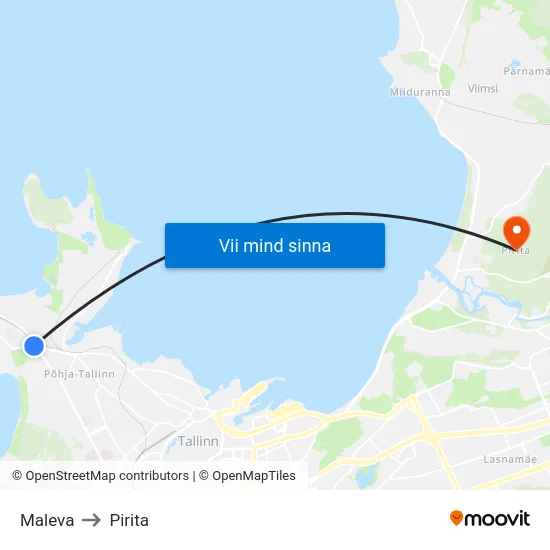 Maleva to Pirita map