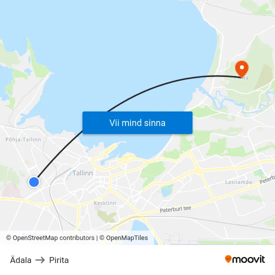 Ädala to Pirita map