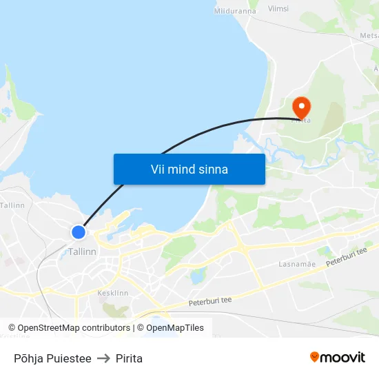 Põhja Puiestee to Pirita map