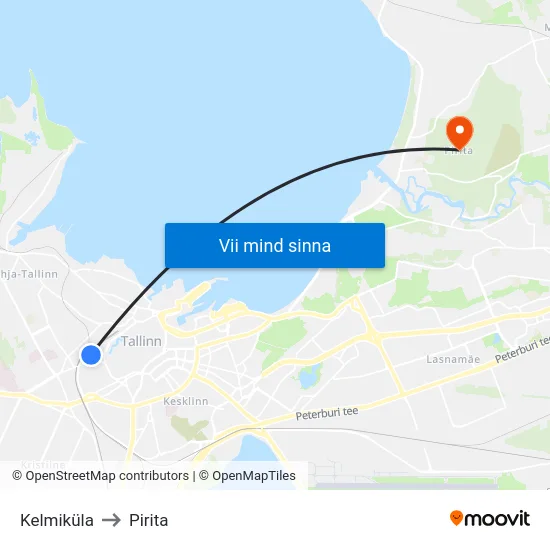 Kelmiküla to Pirita map