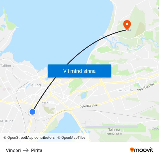 Vineeri to Pirita map