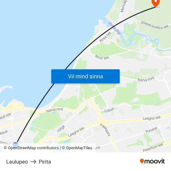 Laulupeo to Pirita map