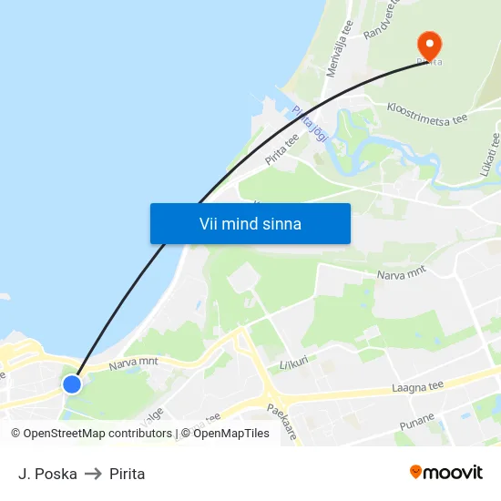 J. Poska to Pirita map