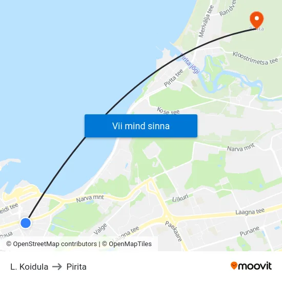 L. Koidula to Pirita map