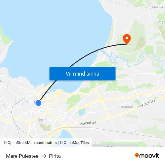 Mere Puiestee to Pirita map
