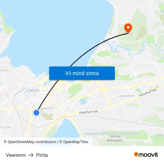 Veerenni to Pirita map