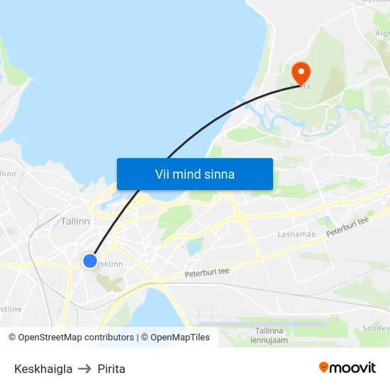 Keskhaigla to Pirita map