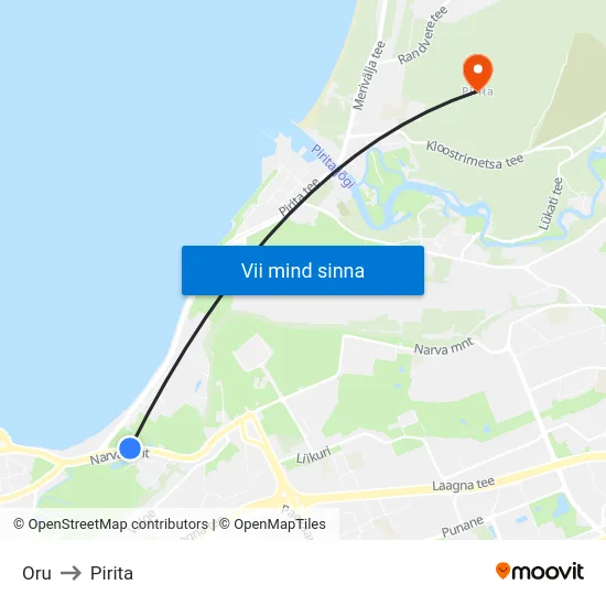 Oru to Pirita map