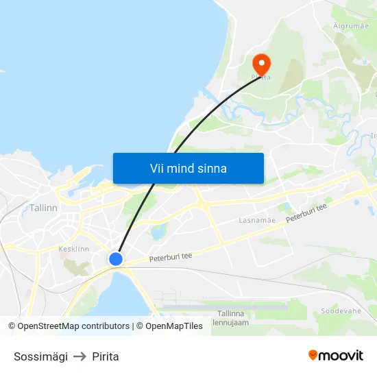 Sossimägi to Pirita map