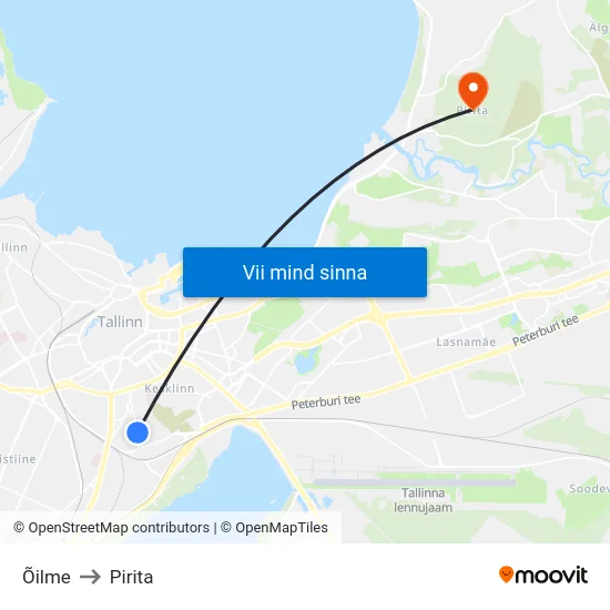 Õilme to Pirita map