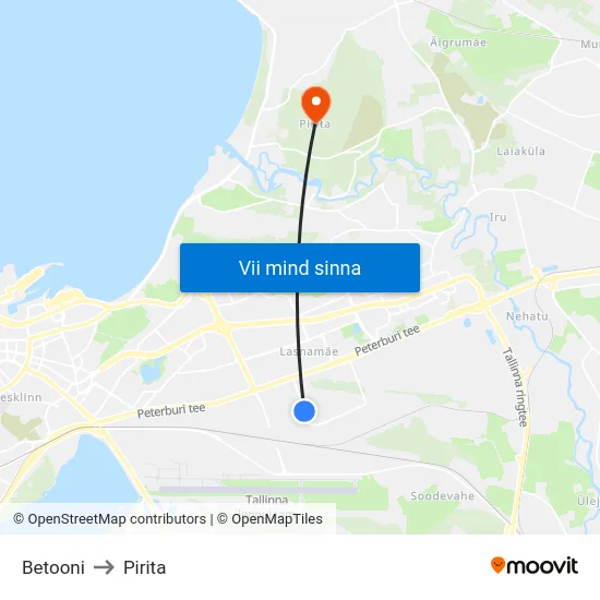 Betooni to Pirita map