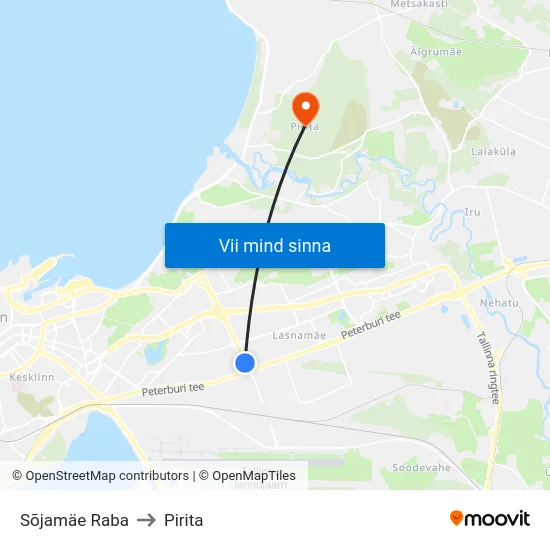 Sõjamäe Raba to Pirita map
