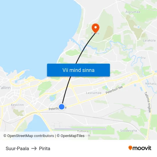 Suur-Paala to Pirita map