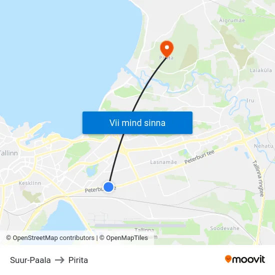 Suur-Paala to Pirita map