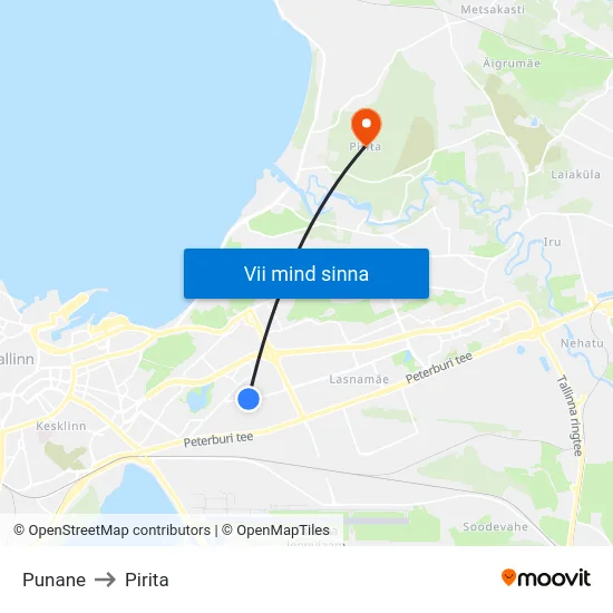 Punane to Pirita map