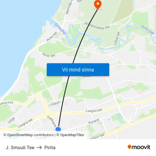 J. Smuuli Tee to Pirita map