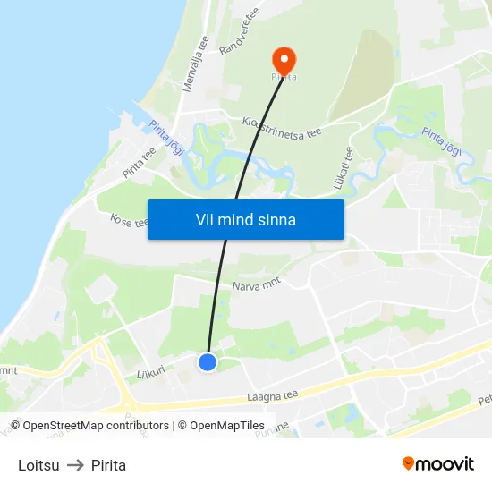 Loitsu to Pirita map