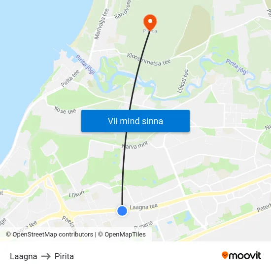 Laagna to Pirita map