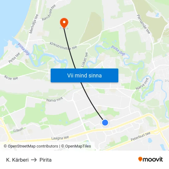K. Kärberi to Pirita map
