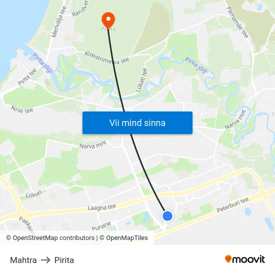 Mahtra to Pirita map