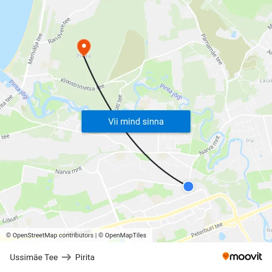 Ussimäe Tee to Pirita map