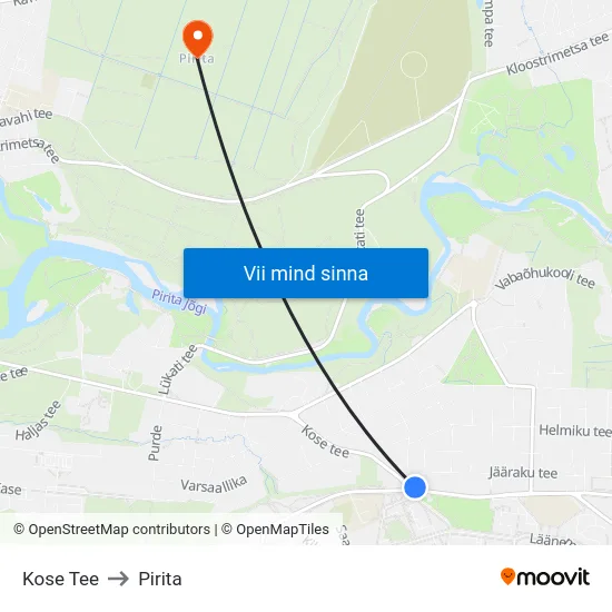 Kose Tee to Pirita map