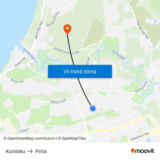 Kuristiku to Pirita map