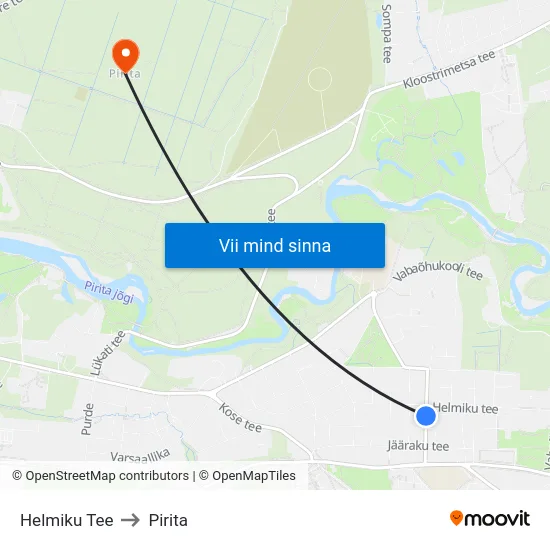 Helmiku Tee to Pirita map
