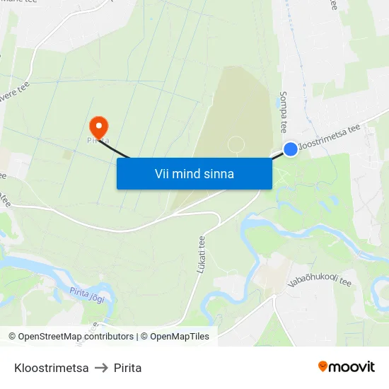 Kloostrimetsa to Pirita map