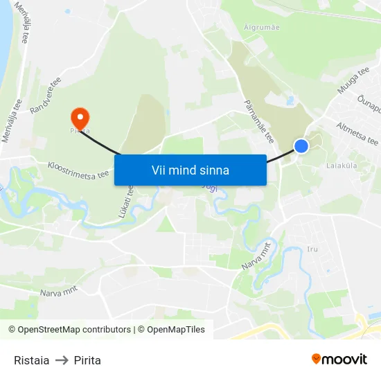 Ristaia to Pirita map